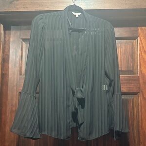 Candie's Black Sheer Tie-Front Blouse